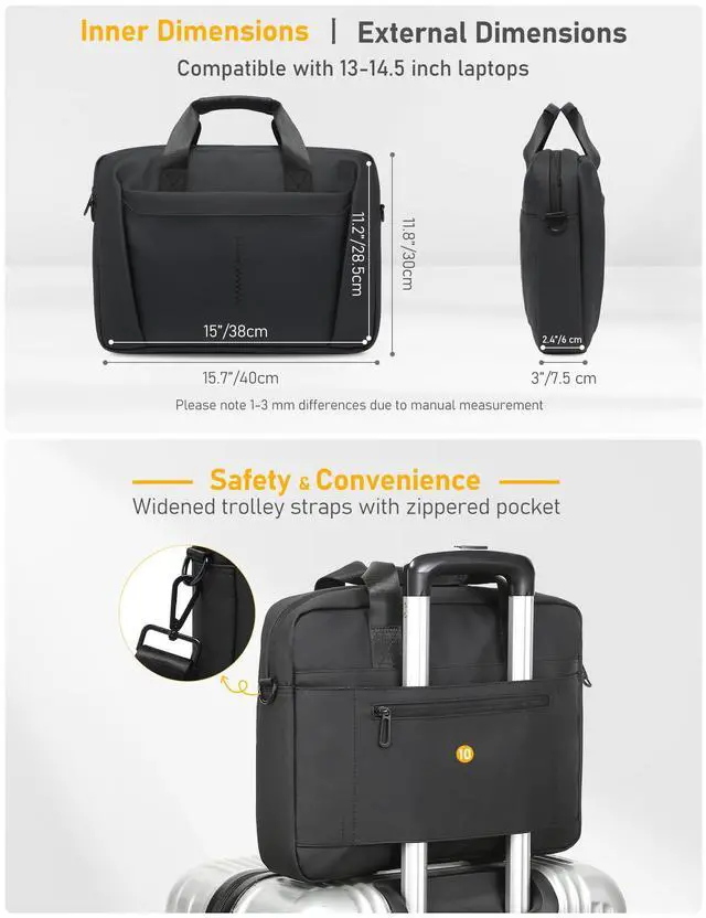 Alt view image 4 of 5 - GAOCHY 13-14 Inch Granulated Shoulder Portable Laptop Bag, Compatible with MacBook Pro 14 M4/M3/M2/M1, ASUS Chromebook Flip CX1, HP 14" Laptop, Crossbody Laptop Bag, Meteorite Black