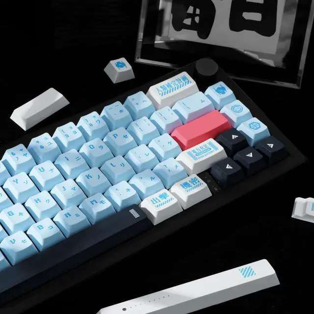 Alt view image 4 of 5 - GEKUCAP 143 Keys Blue Japanese Custom Keycaps, Dye Sublimation Key Caps Cherry Profile PBT Keycaps Set Fit for 61/64/104/68/87/108 Custom Mechanical Gaming Keyboard