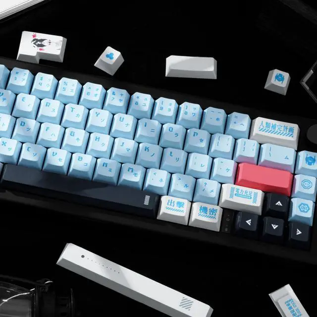 Alt view image 5 of 5 - GEKUCAP 143 Keys Blue Japanese Custom Keycaps, Dye Sublimation Key Caps Cherry Profile PBT Keycaps Set Fit for 61/64/104/68/87/108 Custom Mechanical Gaming Keyboard