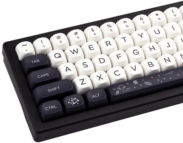 Main image of GEKUCAP MOA Keycaps 126 Keys PBT Keycaps Dye-Sublimation Custom Keyboard Key Caps Set for Cherry Gateron MX Switches Mechanical Keyboards, Black White Space Theme Key Caps