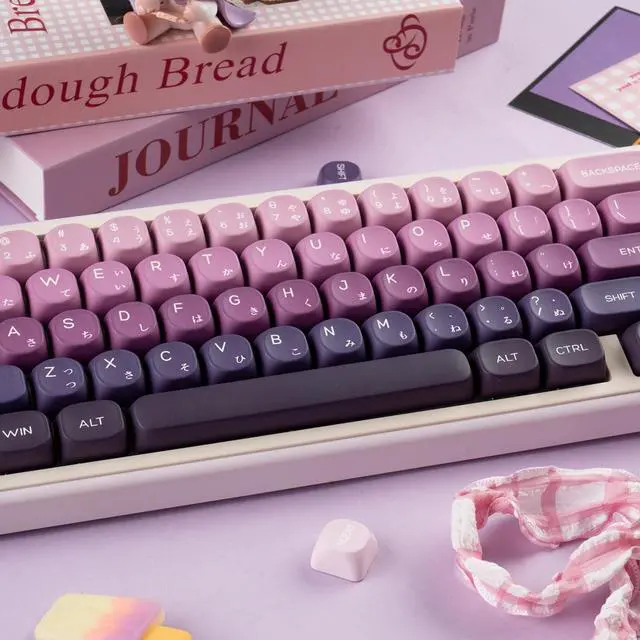 Alt view image 5 of 5 - GEKUCAP PBT Keycaps - 124 Key MOA Profile Japanese Gradient Purple Custom Keycaps for Cherry Gateron MX Switches