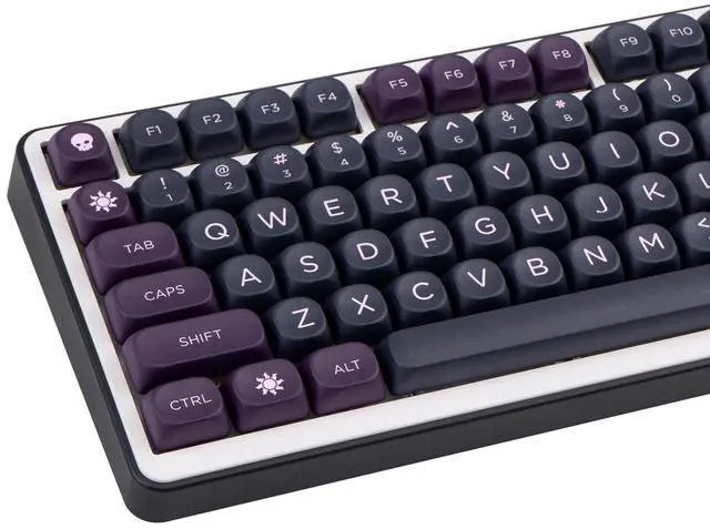 Main image of GEKUCAP PBT Keycaps 126 Keys MOA Profile Keycap Black Purple Custom Keyboard Keycaps Set 5 Side Dye Sublimation Key caps for Cherry Gateron MX Switches Keyboards