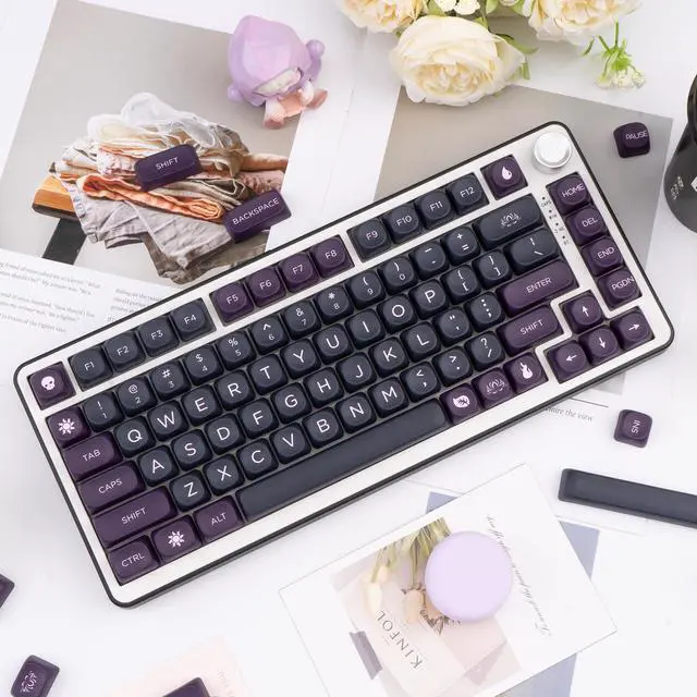 Alt view image 5 of 5 - GEKUCAP PBT Keycaps 126 Keys MOA Profile Keycap Black Purple Custom Keyboard Keycaps Set 5 Side Dye Sublimation Key caps for Cherry Gateron MX Switches Keyboards