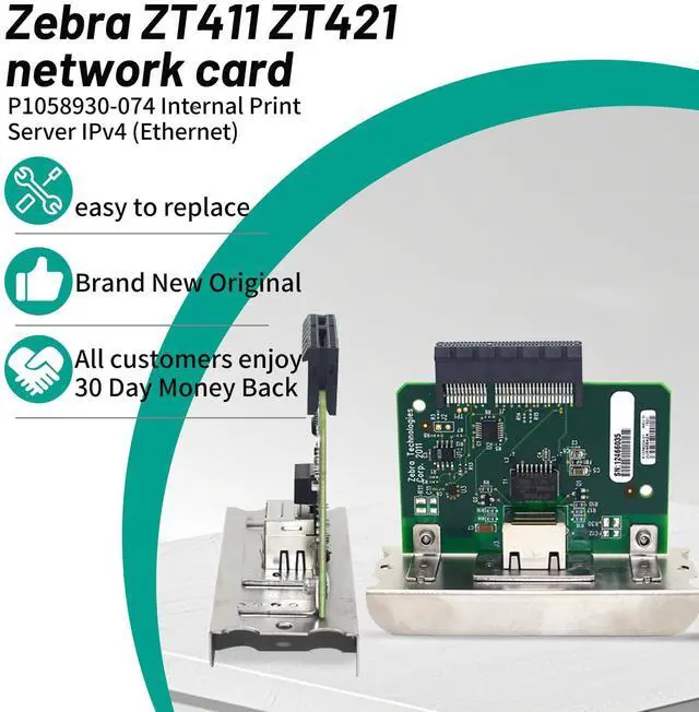 Alt view image 3 of 5 - P1058930-074 Wired Internal Card for Zebra ZT411 ZT421 Thermal Printer Printserver (Ethernet Port) 203dpi 300dpi 600dpi