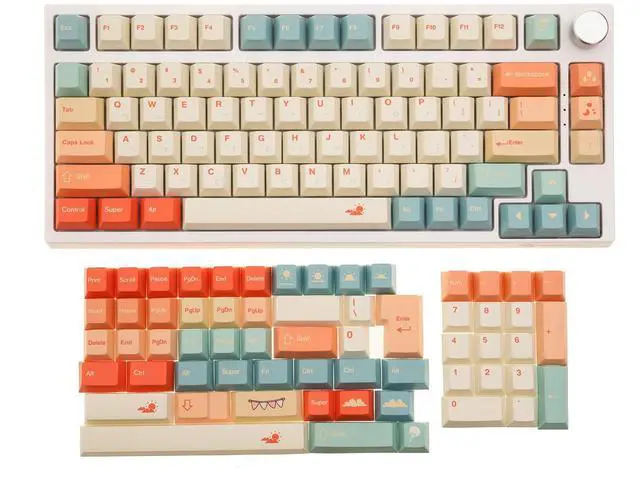 Alt view image 2 of 5 - GK GAMAKAY 145 Keys Summer Love Theme Keycaps Set, Cherry Profile PBT Dye-Sub Double-Shot Keycap Set Suitable for LK67 TK75 /87/98/104/108 ANSI Layout Mechanical Gaming Keyboard (Orange)