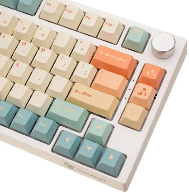 Alt view image 5 of 5 - GK GAMAKAY 145 Keys Summer Love Theme Keycaps Set, Cherry Profile PBT Dye-Sub Double-Shot Keycap Set Suitable for LK67 TK75 /87/98/104/108 ANSI Layout Mechanical Gaming Keyboard (Orange)