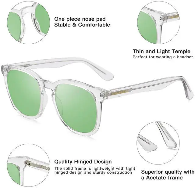 Alt view image 2 of 5 - GLEASANNA Sleep Glasses for 99.9% Blue Light Glasses Dual AR Coatings Green Lens for Computer Gaming Reduce Eyestrain