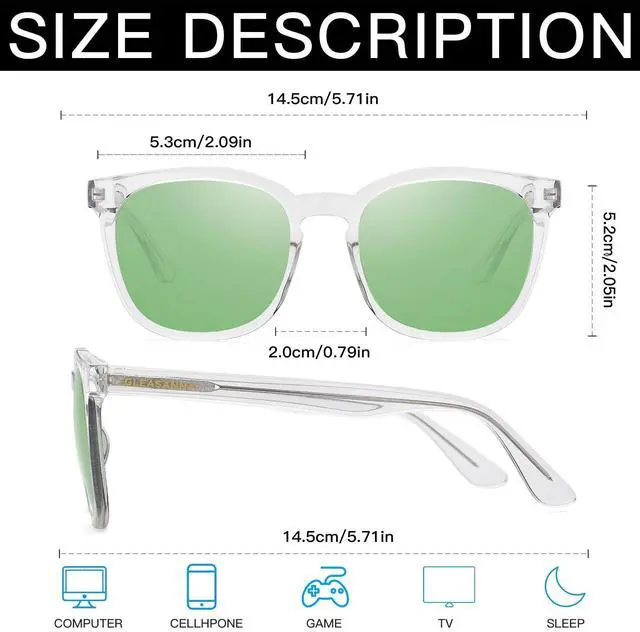 Alt view image 3 of 5 - GLEASANNA Sleep Glasses for 99.9% Blue Light Glasses Dual AR Coatings Green Lens for Computer Gaming Reduce Eyestrain