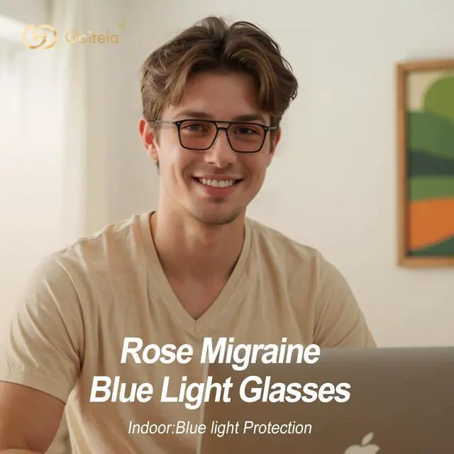 Alt view image 2 of 5 - Goiteia FL 41 Migraine Glasses,Light Sensitivity Glasses for Fluorescent LED Glare,Photophobia,Computer Screen Glare,Spring Hinges for Better Comfort