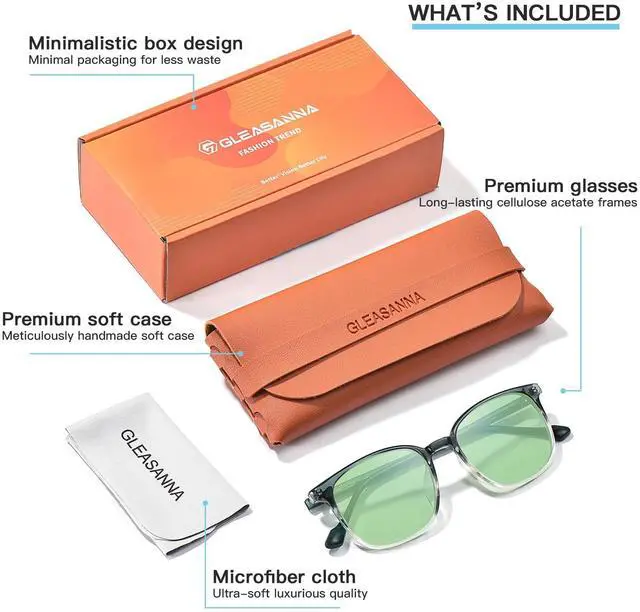 Alt view image 4 of 5 - GLEASANNA Sleep Glasses for 99.9% Blue Light Glasses Dual AR Coatings Green Lens for Computer Gaming Reduce Eyestrain