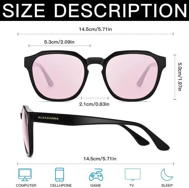 Alt view image 3 of 5 - GLEASANNA 99.9% Blue Light Glasses for Woman Sleep Computer Gaming Glasses - Anti Eyestrain and UV400 Glare Protection