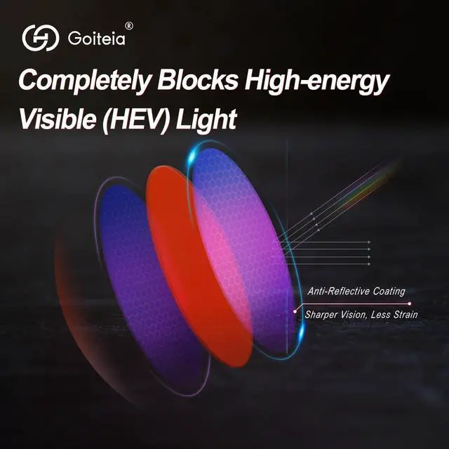 Alt view image 4 of 5 - Goiteia 100% Blue Light Blocking Glasses - Red Sleep Glasses for Total Blue and Green Light Blocking - Relieve Eye Strain & Improve Sleep - Spring Hinges for Superior Comfort