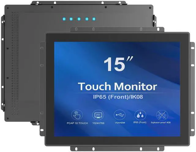 Main image of GreenTouch 15 Inch Industrial Open-Frame Touchscreen LCD Monitor - Capacitive PCAP -1024x768-5:4-Black-1000 Nits High Brightness