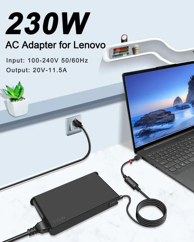 Alt view image 2 of 5 - 230W New Legion 5 Charger for Lenovo Legion 5 7 5P C7 S7 Y540 Y545 Y740 Y730 Y900 Y910 Y920 Y7000 R7000, ThinkPad P50 P52 P70 ADL230NDC3A 4X20E75111 GX20L29347 Laptop Power Adapter
