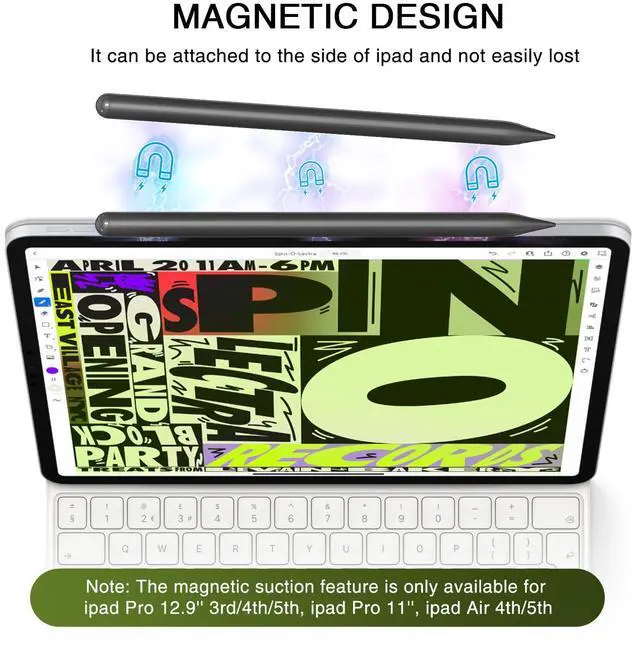 Alt view image 3 of 5 - Pen for iPad 2018-2025, HATOKU 15 Mins Fast Charging Pencil 1st Gen with Tilt & Palm Rejection Compatible with iPad Air 3/4/5/M2/M3, iPad mini 5/6, iPad 6/7/8/9/10/11, iPad Pro 11"/12.9"/M4 (Black)