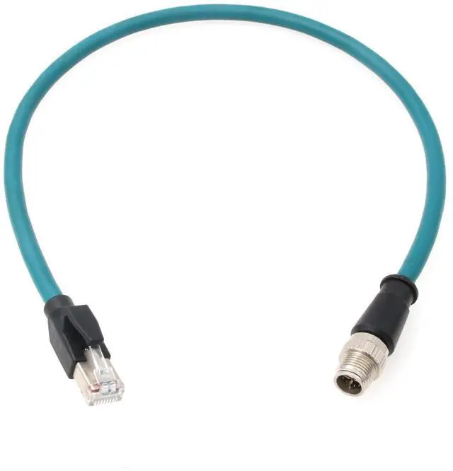 Main image of HangTon M12 Ethernet 8 Pin X Coded RJ45 CAT7e GigE Cable for Basler Cognex Vision Camera Sensor High Speed Network Switch Router PLC 30cm