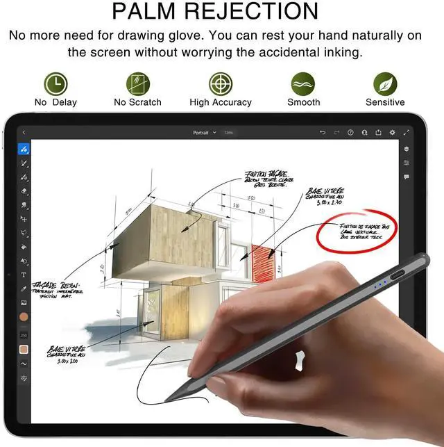 Alt view image 4 of 5 - Pen for iPad 2018-2025, HATOKU 15 Mins Fast Charging Pencil 1st Gen with Tilt & Palm Rejection Compatible with iPad Air 3/4/5/M2/M3, iPad mini 5/6, iPad 6/7/8/9/10/11, iPad Pro 11"/12.9"/M4 (Black)