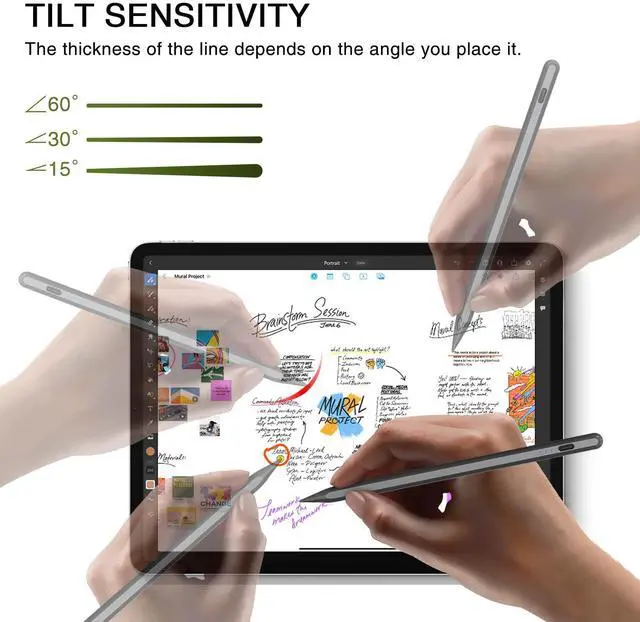 Alt view image 5 of 5 - Pen for iPad 2018-2025, HATOKU 15 Mins Fast Charging Pencil 1st Gen with Tilt & Palm Rejection Compatible with iPad Air 3/4/5/M2/M3, iPad mini 5/6, iPad 6/7/8/9/10/11, iPad Pro 11"/12.9"/M4 (Black)