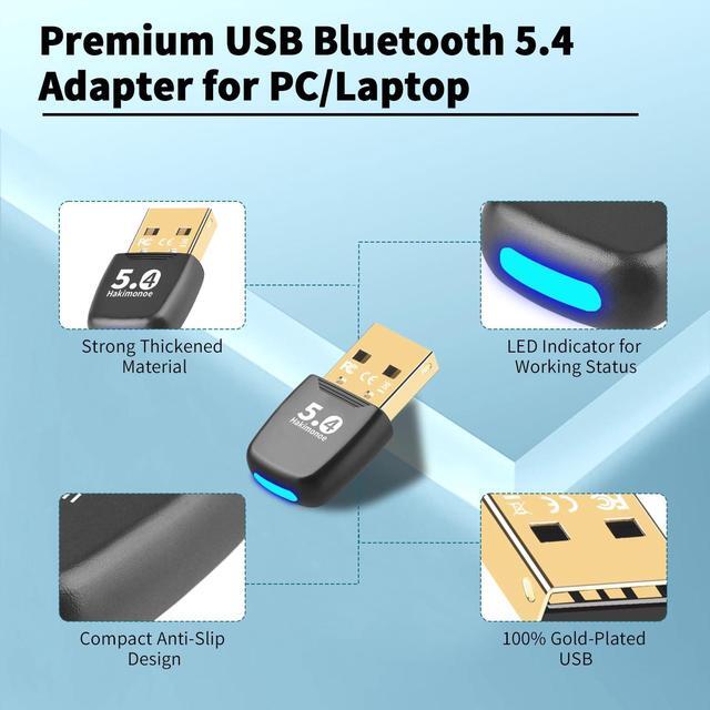 Alt view image 4 of 5 - Hakimonoe Mini USB BT5.4 & BT5.3 Adapter, 20M/150M Wireless Transmitter Dongle for PC, Windows 11/10/8.1, Pair Bluetooth Headset Speaker Mouse Keyboard Plug n Play (3pcs)