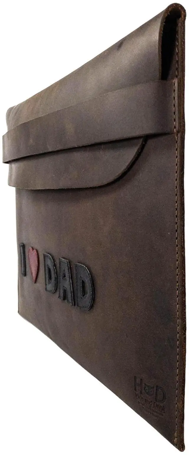 Alt view image 3 of 5 - Hide & Drink, Rustic Case Compatible with MacBook Air/Pro 13 Inch with M1 Chip, Handmade from Full Grain Leather (Bourbon Brown/Father's Day)