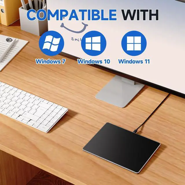 Alt view image 2 of 5 - Wired Trackpad for Windows 10/11, High-Precision Multi-Touch Portable Trackpad Mouse with Multi-Gesture, Ultra Slim Aluminum USB Wired Touchpad Mouse, Compatible with PC Laptop Computer - Black