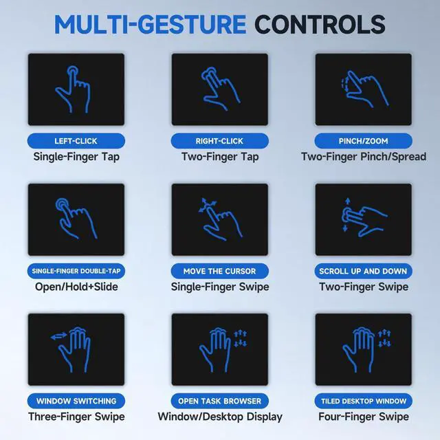 Alt view image 4 of 5 - Wired Trackpad for Windows 10/11, High-Precision Multi-Touch Portable Trackpad Mouse with Multi-Gesture, Ultra Slim Aluminum USB Wired Touchpad Mouse, Compatible with PC Laptop Computer - Black