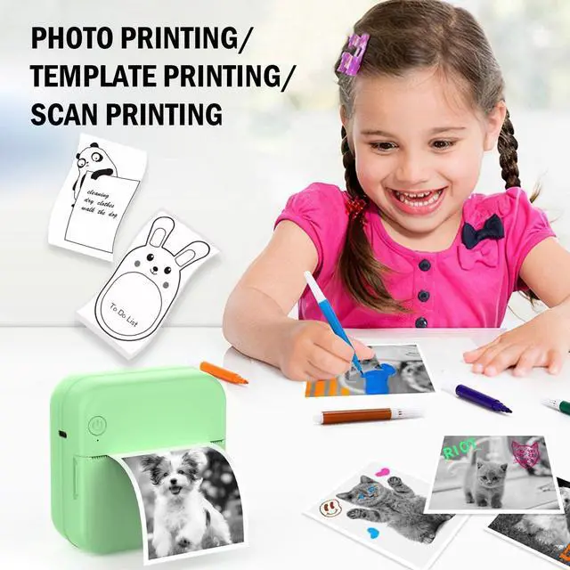 Alt view image 4 of 5 - HUIJUTCHEN Mini Sticker Printer - Mini Pocket Printer for iPhone Thermal Printer with 10 Rolls Thermal Paper for Journal, Memo, Photo, Green, US-024