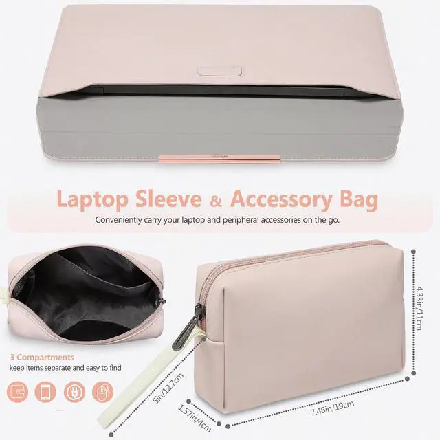 Alt view image 2 of 5 - HYZUO 15-16 Inch Laptop Sleeve Case with Stand for MacBook Pro 16 M4/M3/M2/M1 Pro/Max 2025-2019, MacBook Pro 15 2015-2012, XPS 15, Samsung Galaxy Book Flex/Pro 15, Apricot(Smiley)