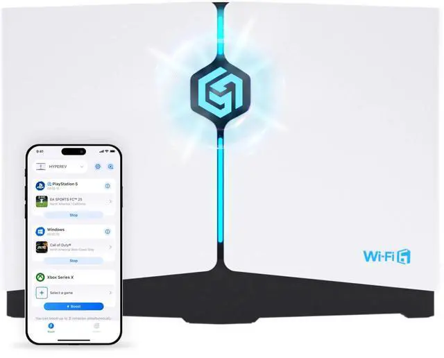 Main image of HYPEREV Gaming Router WiFi Booster with 3-Month VIP Game Boosting Service for PS5 Xbox Switch PC Steam Deck | WiFi 6 Dual Band 2402Mbps Ethernet | Lag-Free Online Play