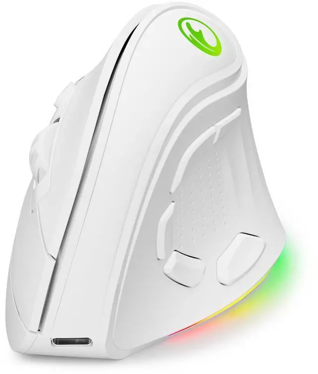 Main image of IFYOO 2.4G and BT 5.1 Dual Mode RGB Rechargeable Wireless Vertical Ergonomic Mouse, 5 Side Buttons, Max 8400 DPI, for PC Computer Notebook Laptop, for Windows 11 10, Mac iPad OS, Android - White