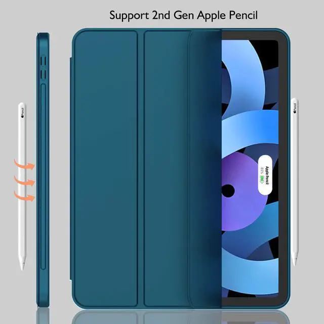 Alt view image 4 of 5 - iMieet iPad Air 11 Inch Case M3(2025) / M2 (2024), iPad Air 5th/4th Generation Case 2022/2020 10.9 Inch with Pencil Holder,Trifold Stand Smart Case with Soft TPU Back(Emerald)