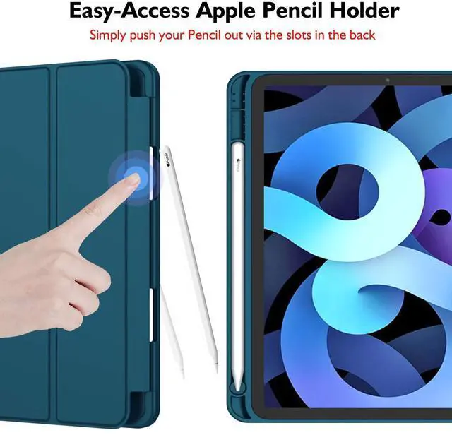 Alt view image 3 of 5 - iMieet iPad Air 11 Inch Case M3(2025) / M2 (2024), iPad Air 5th/4th Generation Case 2022/2020 10.9 Inch with Pencil Holder,Trifold Stand Smart Case with Soft TPU Back(Emerald)