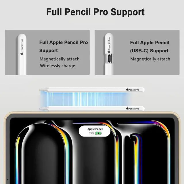 Alt view image 3 of 5 - iMieet iPad Pro 13 Inch Case M4 (2024) with Pencil Holder, Trifold Stand Smart Case with Soft TPU Back, Auto Wake/Sleep (Champagne Gold)
