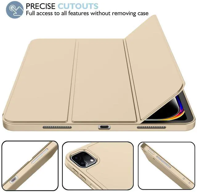 Alt view image 4 of 5 - iMieet iPad Pro 13 Inch Case M4 (2024) with Pencil Holder, Trifold Stand Smart Case with Soft TPU Back, Auto Wake/Sleep (Champagne Gold)