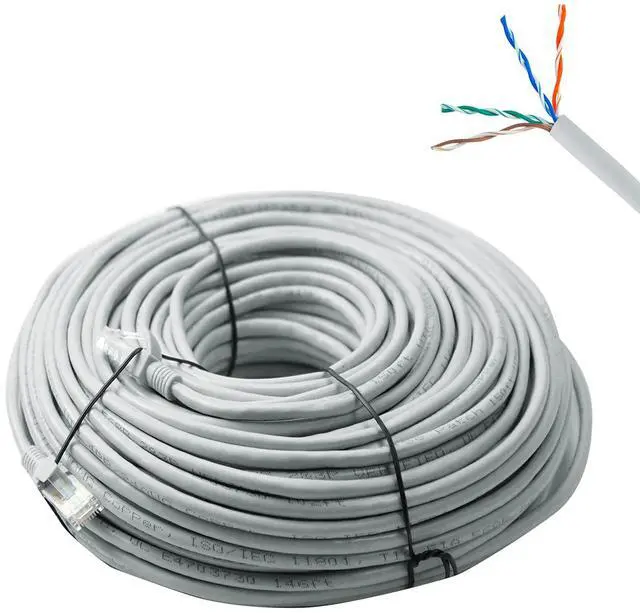 Main image of InstallerCCTV 150FT CAT5e Ethernet Patch Cable, RJ45 Computer Network Cord, Category 5e Patch Cord LAN Cable UTP 24 AWG 100% Copper Wire