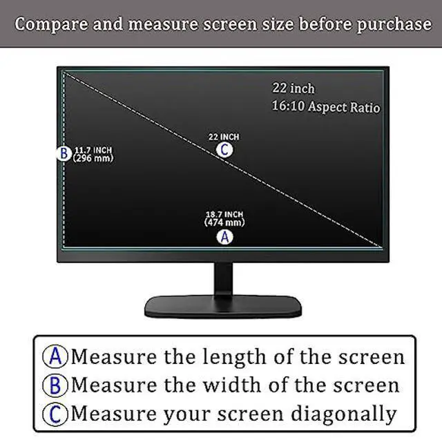 Alt view image 2 of 5 - 22 Inch Anti Blue Light Screen Protector For Universal 22" 16:10 Standard/Curved Monitor & Touchscreen, (18.7 inch X 11.7 inch Screen Size Only) Blue Light Blocking & Anti Glare Screen Protector