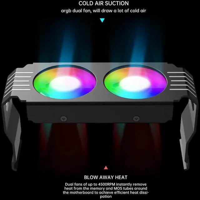 Alt view image 5 of 5 - ARGB RAM Cooler Fans,5v/3-Pin ARGB Light Effect RAM Fans for DDR/DDR2/DDR3/DDR5/DDR5.