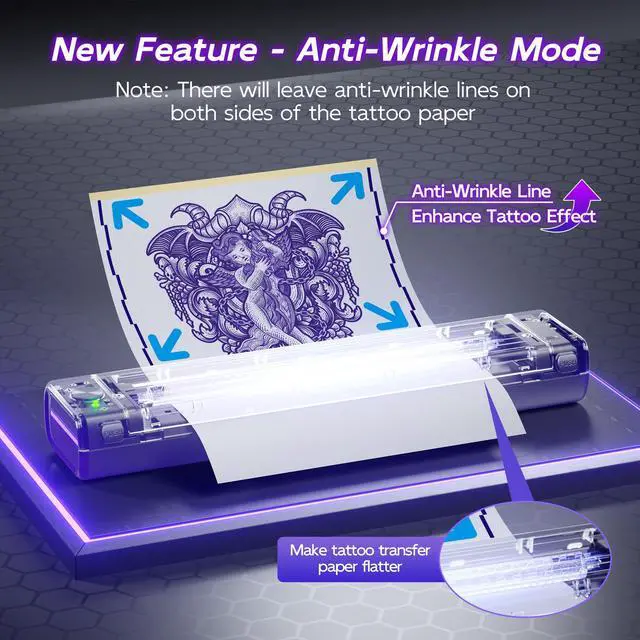 Alt view image 2 of 5 - Itari A886 Tattoo Stencil Printers, Tattoo Kit with 10 Pcs Transfer Paper, Bluetooth Stencil Printer for Tattooing, Wireless Tattoo Machine for Beginner/Artist/Temporary Tattoos