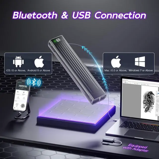 Alt view image 4 of 5 - Itari A886 Tattoo Stencil Printers, Tattoo Kit with 10 Pcs Transfer Paper, Bluetooth Stencil Printer for Tattooing, Wireless Tattoo Machine for Beginner/Artist/Temporary Tattoos