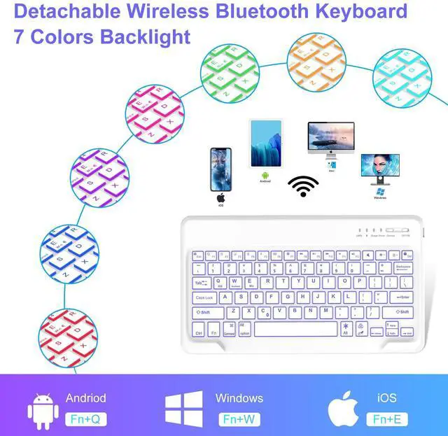 Alt view image 3 of 5 - IVEOPPE Keyboard Case for iPad Air 13 (M2 2024/M3 2025) - 7 Color Backlit, Wireless Detachable Bluetooth Keyboard with Auto Sleep/Wake Function, Stain Proof Folio Cover for iPad Air 13,Purple