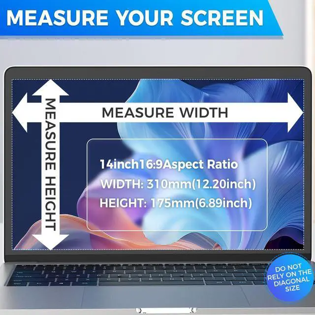 Alt view image 3 of 5 - JEAPKA Magnetic Laptop Privacy Screen Filter 14 inch for 16:9 Widescreen Computer Monitor, Removable Anti Blue Light Privacy Shield, Anti-Glare Protector
