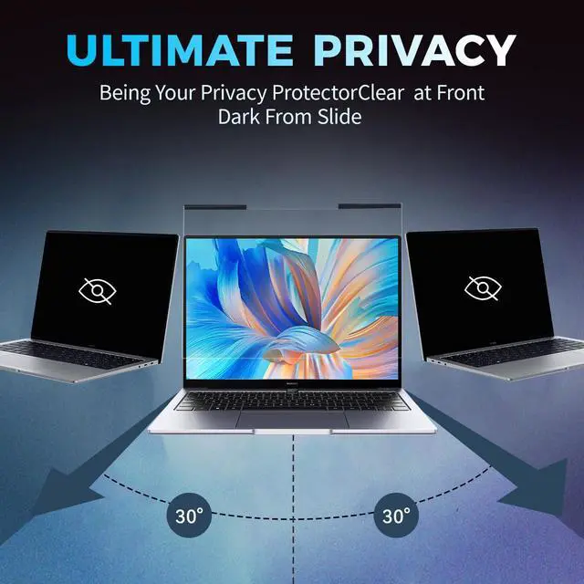 Alt view image 4 of 5 - JEAPKA Magnetic Laptop Privacy Screen Filter 14 inch for 16:9 Widescreen Computer Monitor, Removable Anti Blue Light Privacy Shield, Anti-Glare Protector