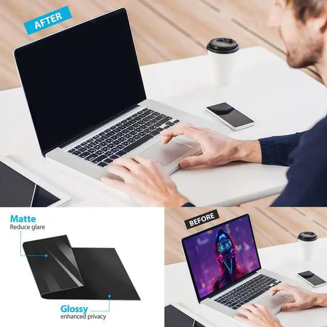 Alt view image 5 of 5 - JEAPKA Magnetic Laptop Privacy Screen Filter 14 inch for 16:9 Widescreen Computer Monitor, Removable Anti Blue Light Privacy Shield, Anti-Glare Protector