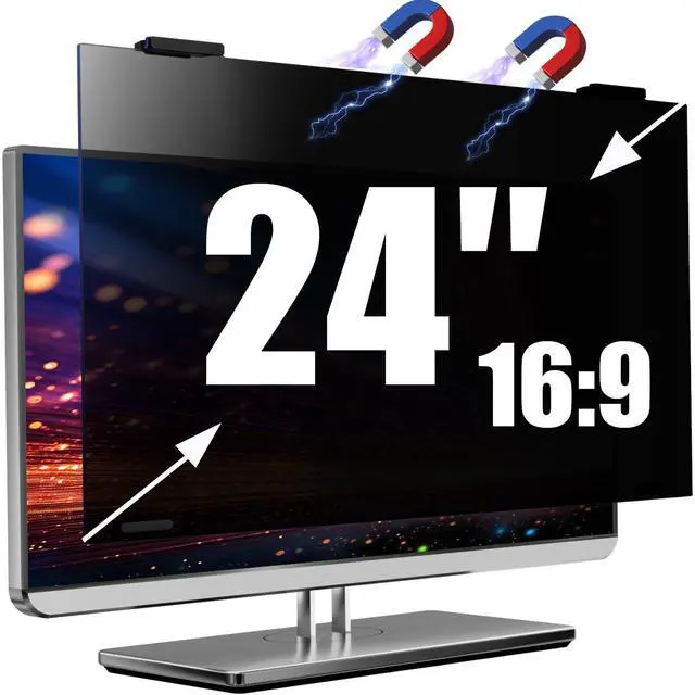Main image of JEEETINTX Magnetic Computer Privacy Screen Filter 24 Inch for Frameless Monitor Thin Bezel 16:9 Widescreen, Hanging Removable Anti Blue Light Privacy Shield Protector Eye Protection