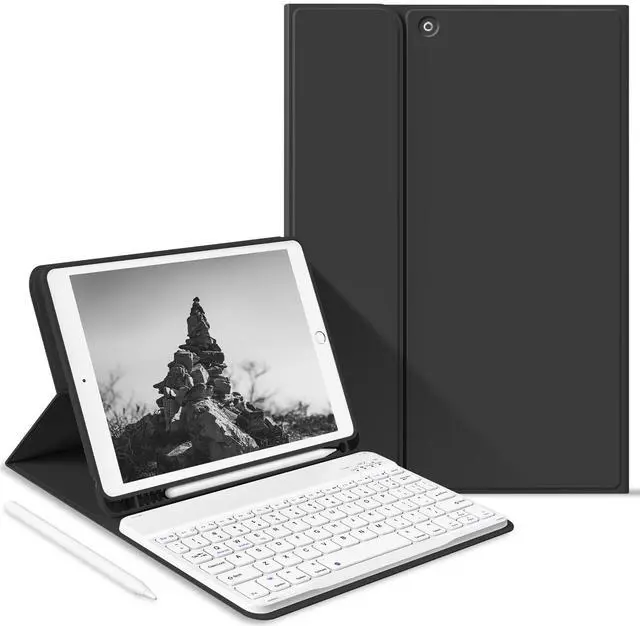 Main image of JKSML Keyboard Case for iPad 9th Generation/8th Gen/7th Keyboard Case, Bluetooth Keyboard for iPad 9 8 7 Generation Case 10.2 inch 2021/2020/2019, Built-in Pencil Holder, Black