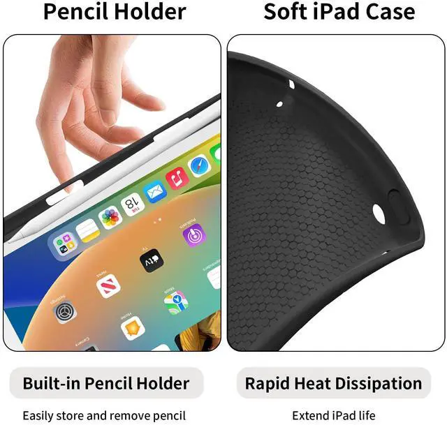 Alt view image 4 of 5 - JKSML Keyboard Case for iPad 9th Generation/8th Gen/7th Keyboard Case, Bluetooth Keyboard for iPad 9 8 7 Generation Case 10.2 inch 2021/2020/2019, Built-in Pencil Holder, Black