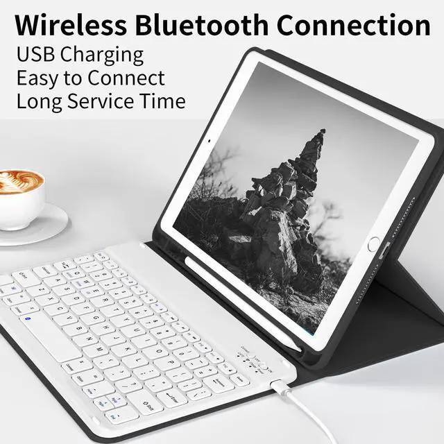Alt view image 5 of 5 - JKSML Keyboard Case for iPad 9th Generation/8th Gen/7th Keyboard Case, Bluetooth Keyboard for iPad 9 8 7 Generation Case 10.2 inch 2021/2020/2019, Built-in Pencil Holder, Black