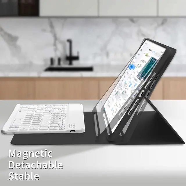 Alt view image 3 of 5 - JKSML Keyboard Case for iPad 9th Generation/8th Gen/7th Keyboard Case, Bluetooth Keyboard for iPad 9 8 7 Generation Case 10.2 inch 2021/2020/2019, Built-in Pencil Holder, Black
