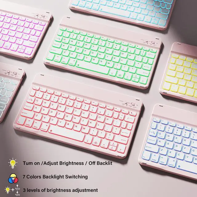 Alt view image 5 of 5 - JKSML Keyboard Case for iPad 11th 10th Generation 11/10.9 inch A16 2025/2022, 7 Colors Backlit, Detachable Wireless Keyboard for iPad 10th Gen, Built-in Pencil Holder, Auto Sleep/Wake, Pink