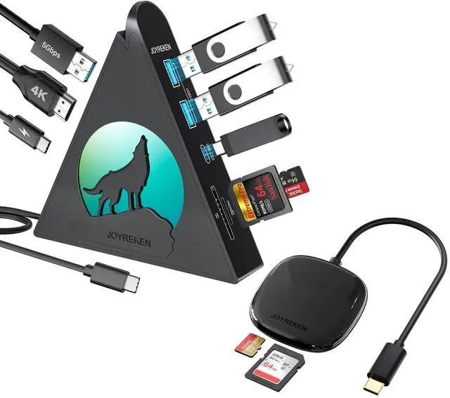 Main image of Black 1.6ft 8-in-1 USB-C HDMI Hub + 8cm USB-C SD Card Reader Bundle